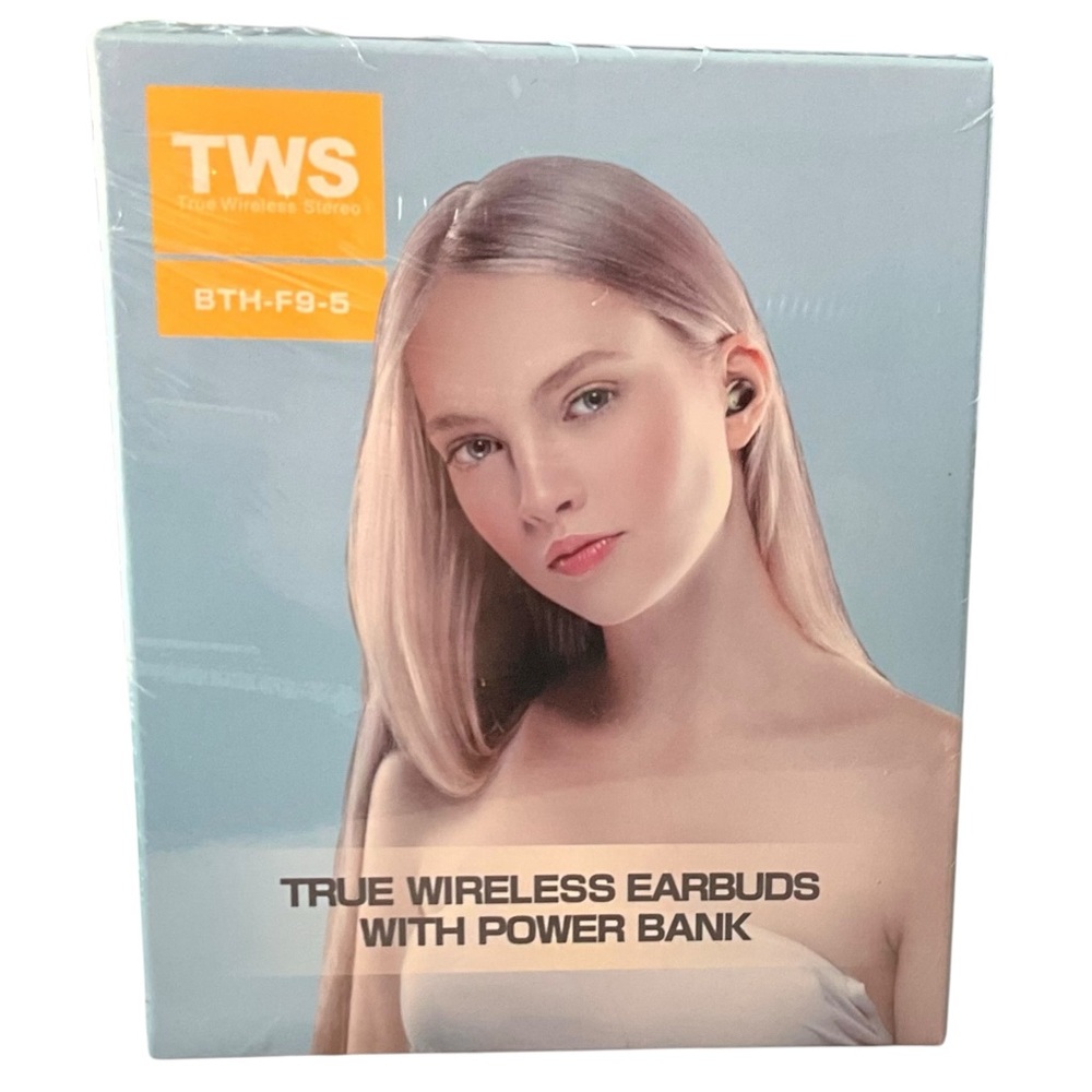 Black True Wireless Earbuds with Power Bank New in Sealed Box